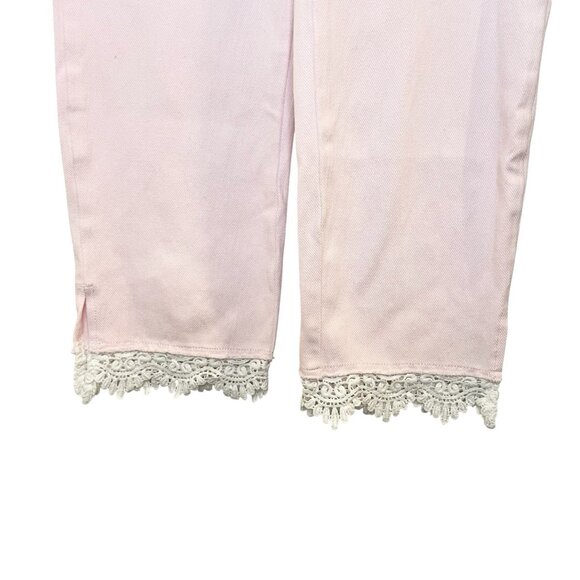Belle by Kim Gravel Flexibelle Cropped‎ Jegging w/ Lace Trim Pink A375870 Size 2 - Picture 5 of 9